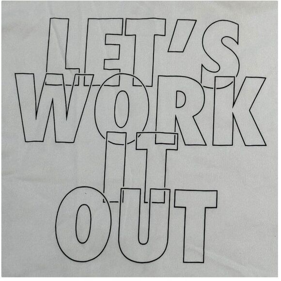 Nike M White Dri-Fit Tee "Lets Work It Out" Athletic Cut V Neck Womens Gym Shirt - Picture 2 of 5
